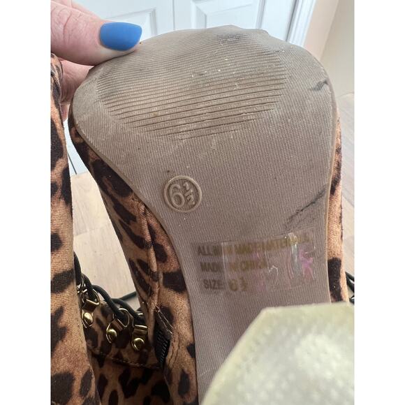 Women's Cheetah Print Lace Up Open Toe Clear 4 Inch Heel Going Out Size 6.5 - Picture 8 of 10